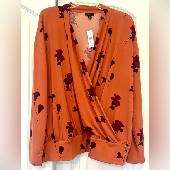 Ann Taylor Factory Tops - Ann Taylor Long Sleeve V-Veck Drop Blouse size XL NWT
